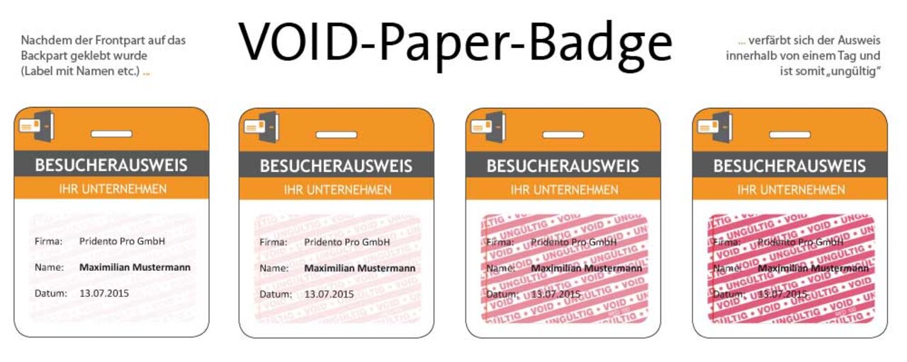 VOID Paper Badge - Funktion selbstverfärbende Besucherausweise